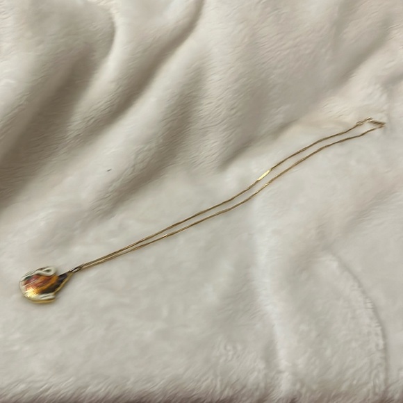 Necklace, pendant, Swan of many colors in cloisonné gold tone chain - Picture 2 of 5